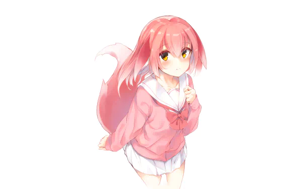 tail yellow eyes school uniform pink hair Anime girl anime girl HD Desktop Wallpaper | Background Image