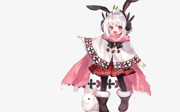 Anime Original Rabbit White Hair Short Hair Dress Pink Eyes HD Wallpaper | Background Image
