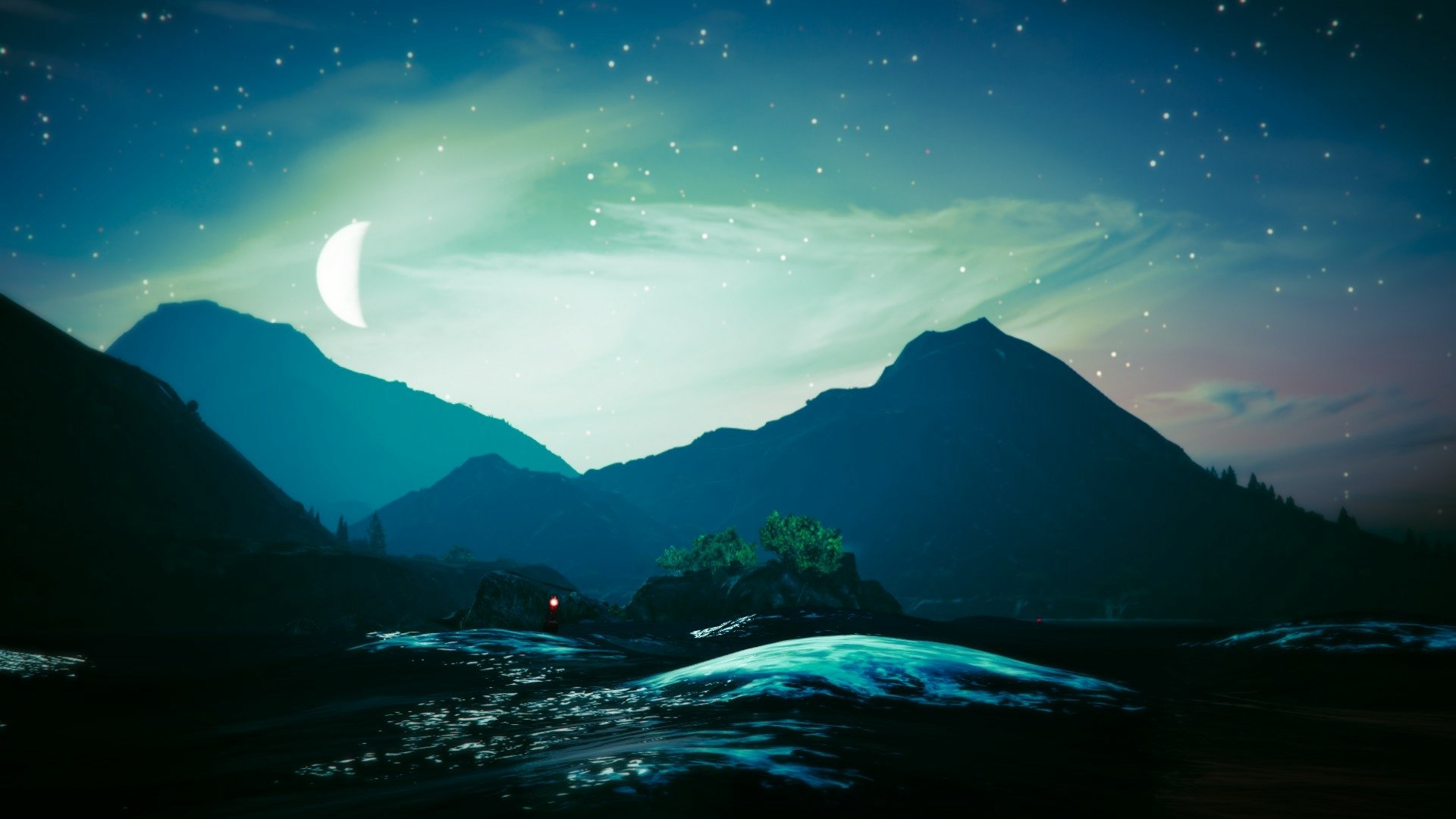 Download Sky Night Mountain Moon Star Video Game Grand Theft Auto V HD Wallpaper
