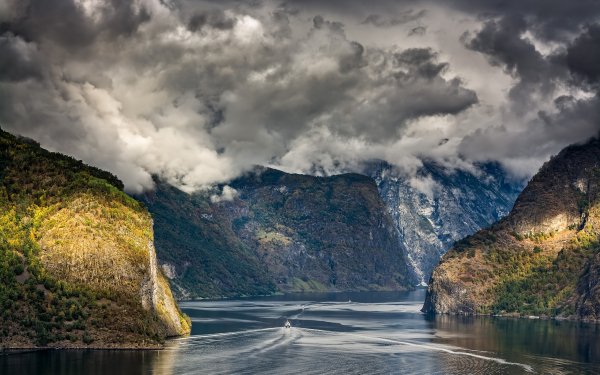 Earth Fjord Nærøyfjord Norway Ship Cloud Mountain HD Wallpaper | Background Image