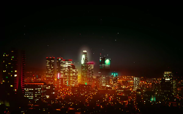 city skyscraper night Los Santos video game Grand Theft Auto V HD Desktop Wallpaper | Background Image