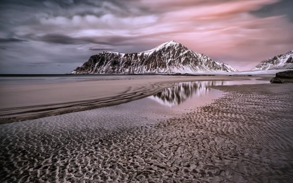 Earth Beach Nature Sand Reflection Mountain Cloud HD Wallpaper | Background Image