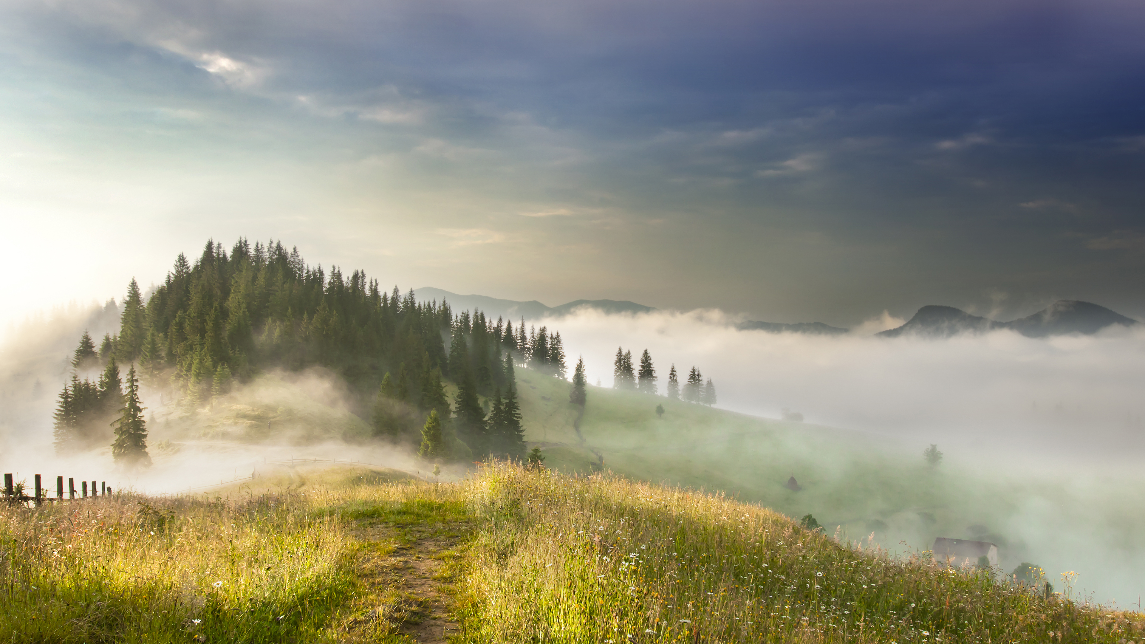 Download Mountain Fog Nature Landscape 4k Ultra HD Wallpaper