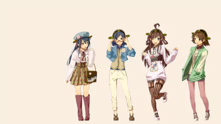 Kirishima (Kancolle) Haruna (Kancolle) Hiei (Kancolle) Kongou (Kancolle) Anime Kantai Collection HD Desktop Wallpaper | Background Image