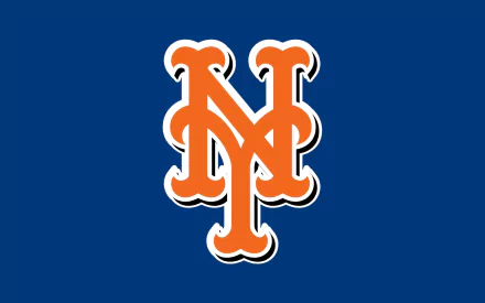HD desktop wallpaper featuring the New York Mets iconic interlocking orange and blue NY logo on a solid background.
