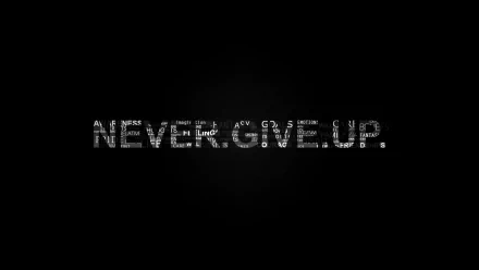 HD PC desktop wallpaper featuring the motivational phrase NEVER GIVE UP in bold, white text on a black background.