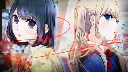 HD wallpaper featuring anime characters Misaki Takasaki and Lilina Sanada from Love and Lies. The detailed artwork captures the essence of the characters against a vibrant background.