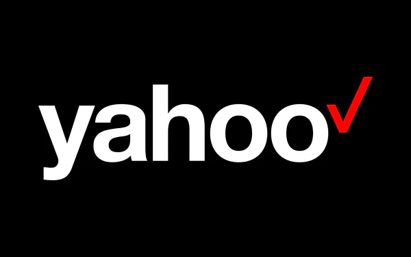 HD desktop wallpaper featuring the Yahoo logo with a check mark on a black background.