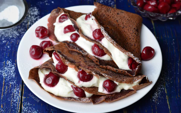 cream cherry food crêpe HD Desktop Wallpaper | Background Image