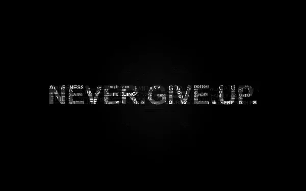 HD PC desktop wallpaper featuring the motivational phrase NEVER GIVE UP in bold, white text on a black background.