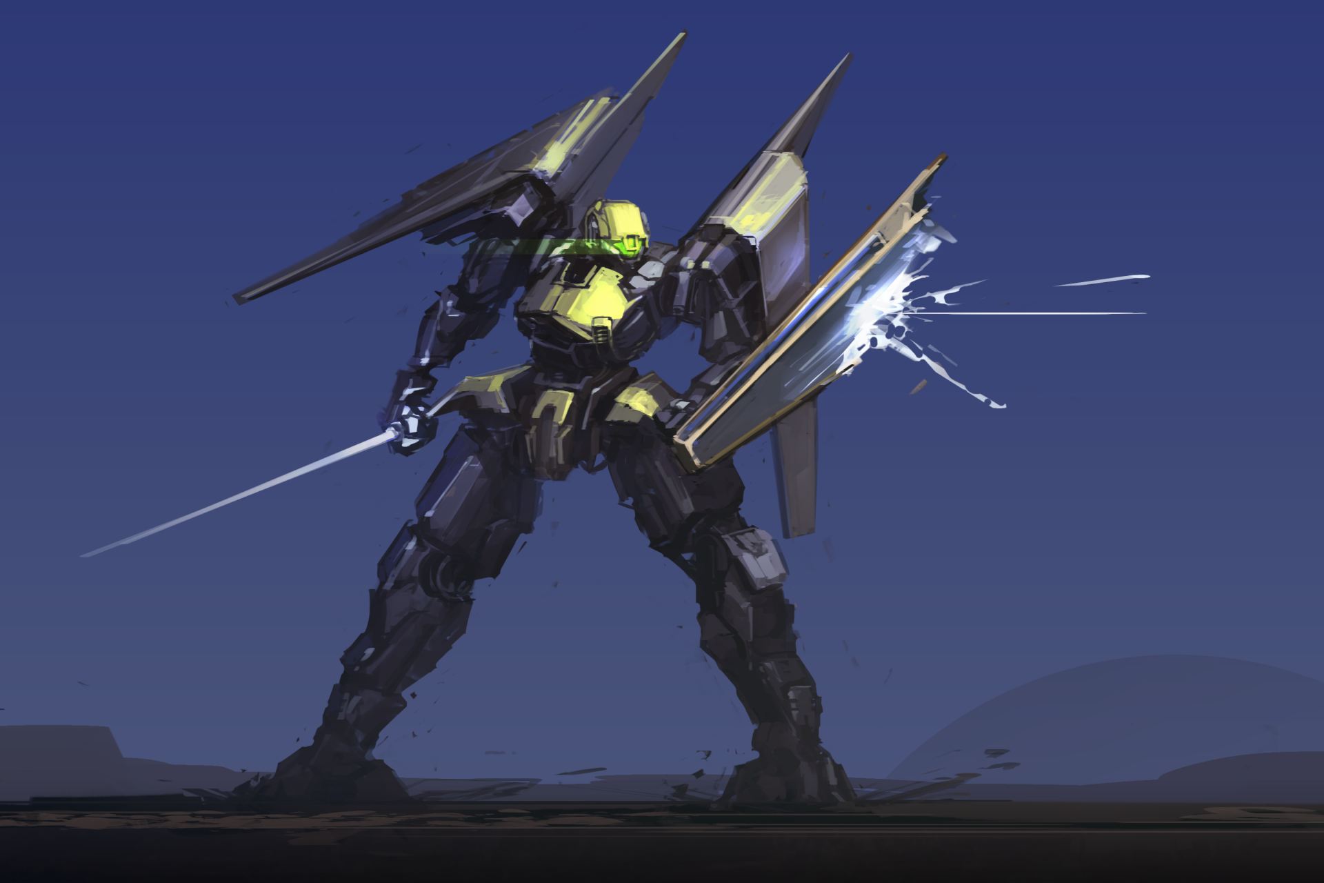 Download Shield Sword Weapon Giant Sci Fi Robot HD Wallpaper by ...