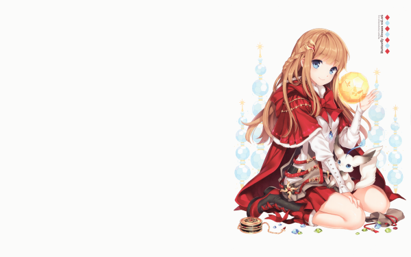 Anime Original Long Hair Blonde Smile Blue Eyes Jewelry bow Cloak Braid Blush HD Wallpaper | Background Image