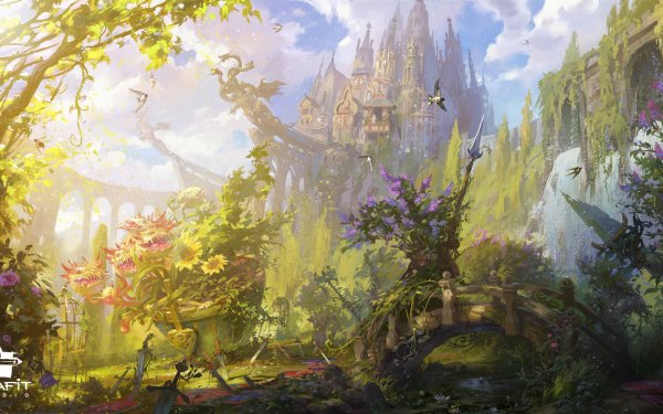 Fantasy Castle Castles Flower Sword HD Wallpaper | Background Image