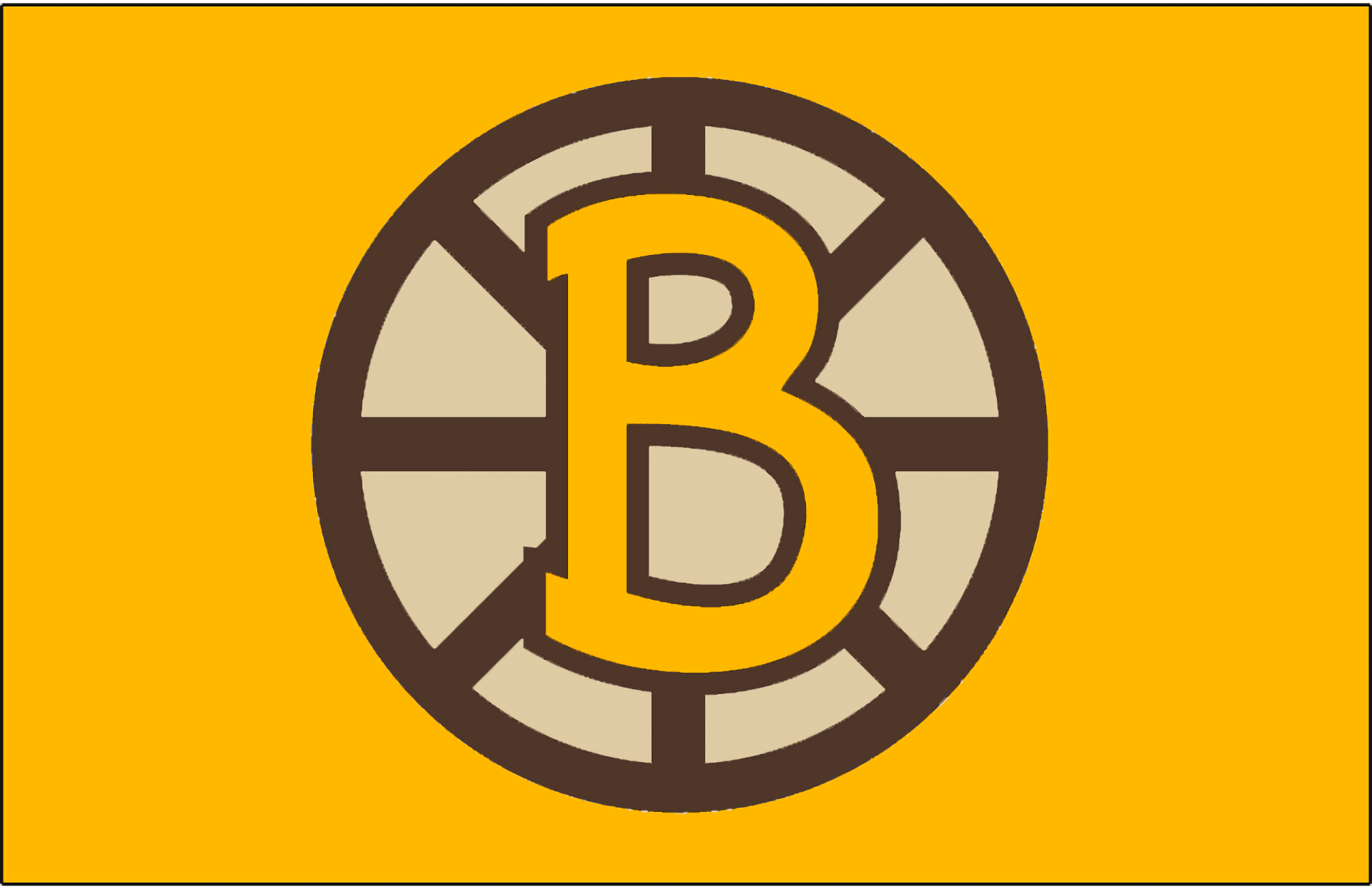 HD desktop wallpaper featuring the Boston Bruins logo in bold black and gold, representing the NHL hockey team with a clean, vibrant background.