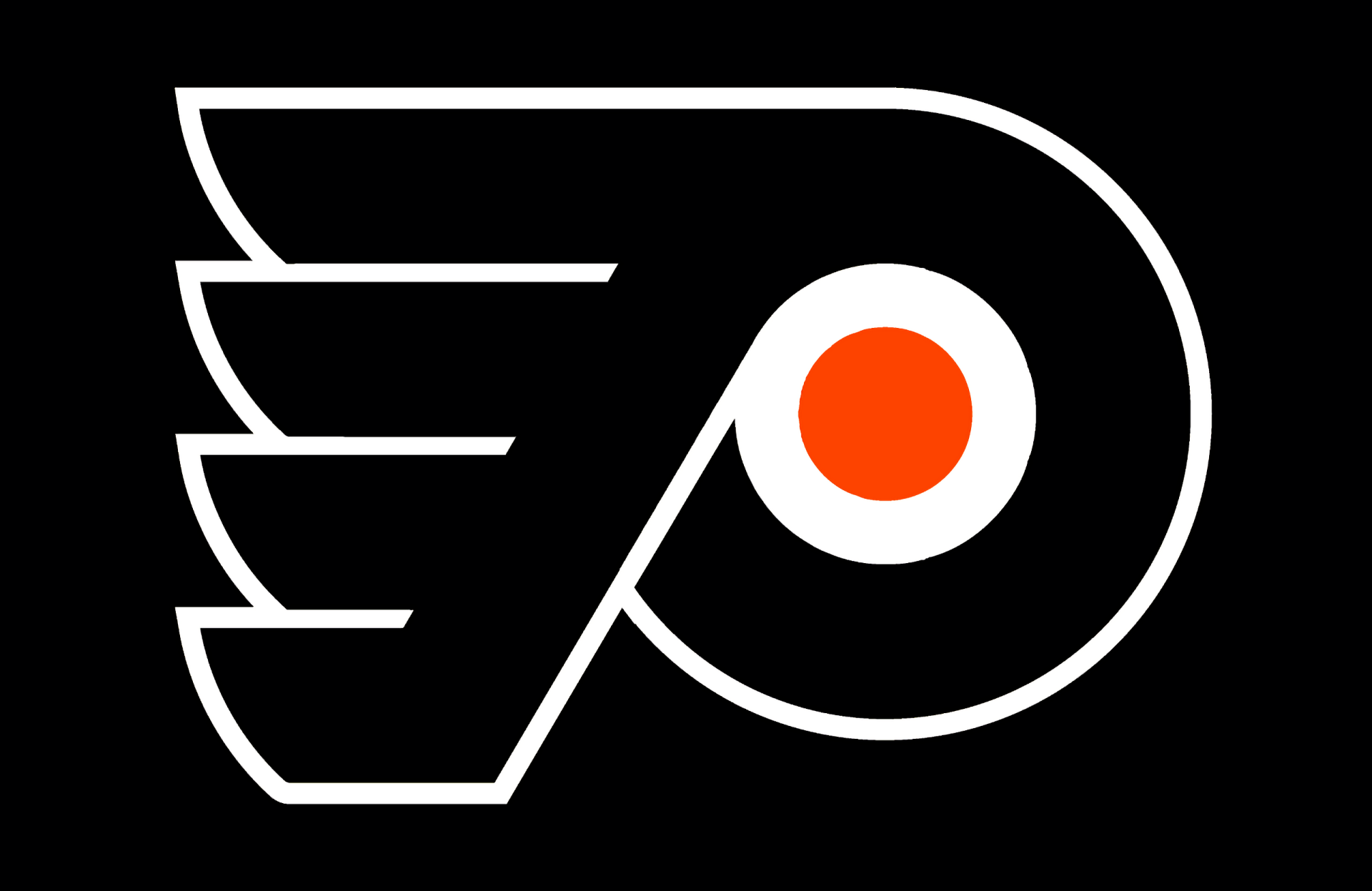 Philadelphia Flyers hockey logo on black background, Sports 2K Quad HD PC desktop wallpaper/background.