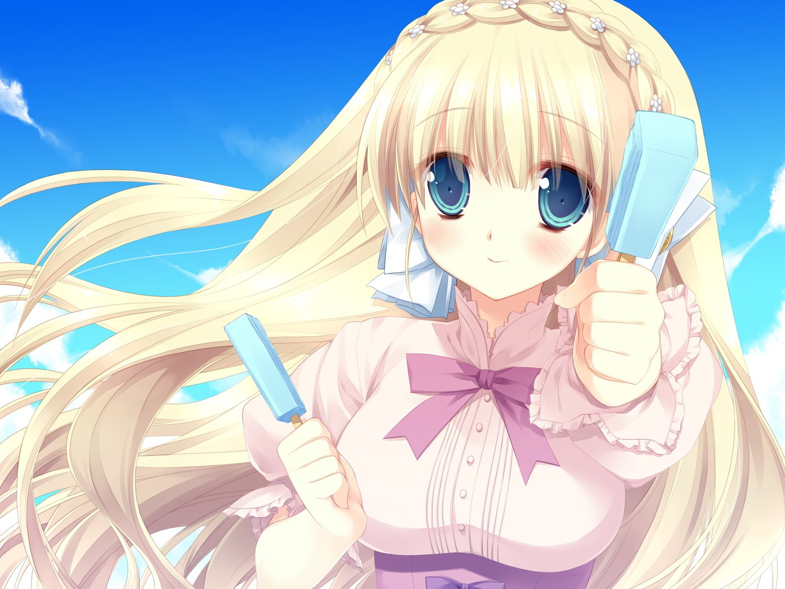 blonde anime girl with three red bows on white dress Akahoshi Rei | Fandom of Pretty Cure Wiki