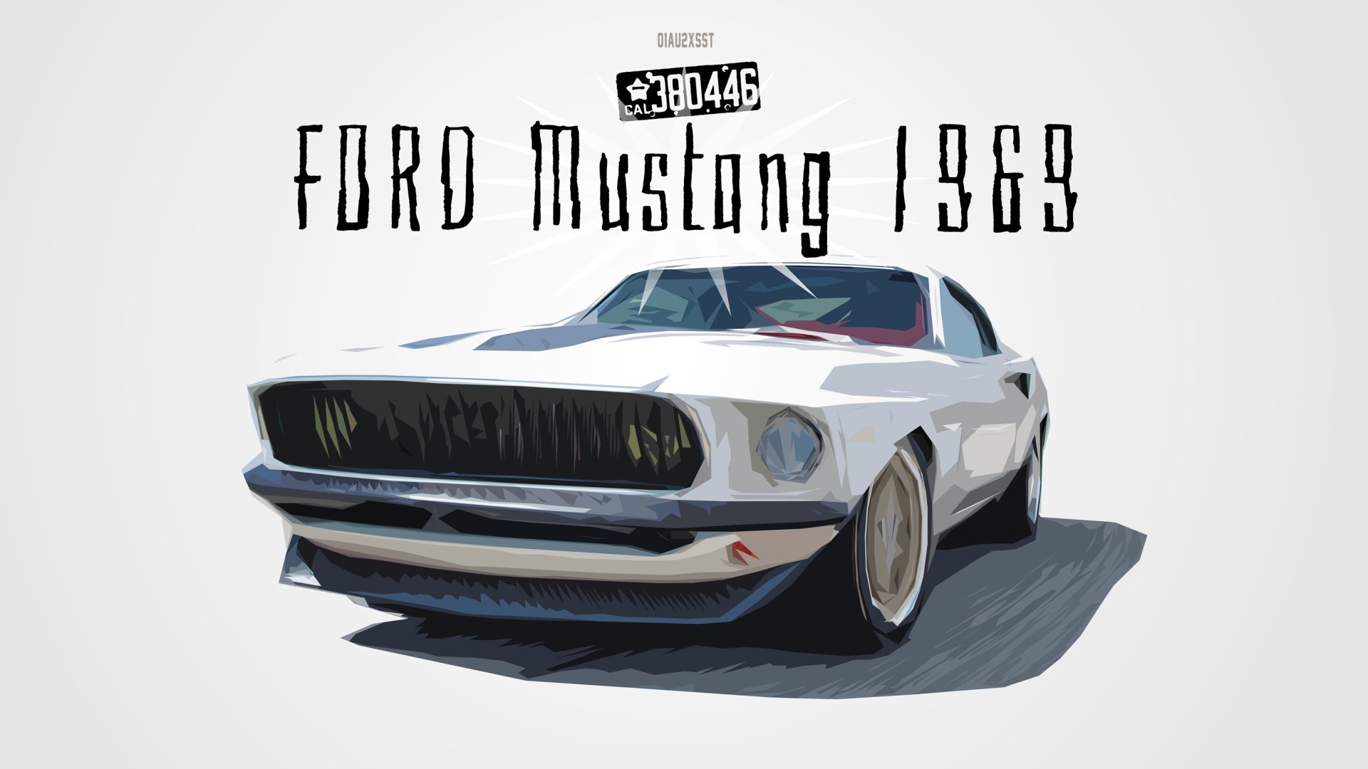 Vector illustration of a vintage 1969 Ford Mustang classic car, designed as an HD PC desktop wallpaper and background.