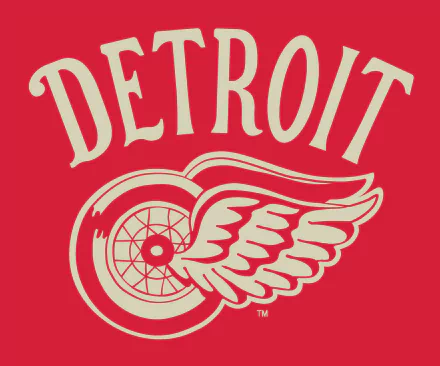 HD PC desktop wallpaper featuring the Detroit Red Wings logo and team name in bold red and white colors.