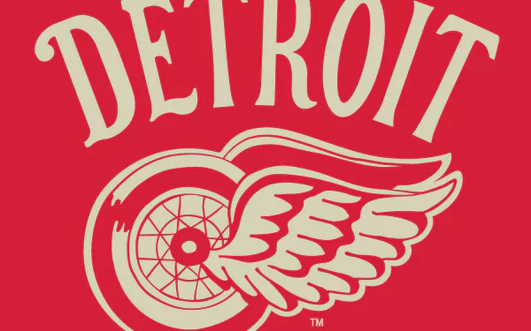 HD PC desktop wallpaper featuring the Detroit Red Wings logo and team name in bold red and white colors.