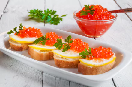 toast seafood food caviar HD Desktop Wallpaper | Background Image
