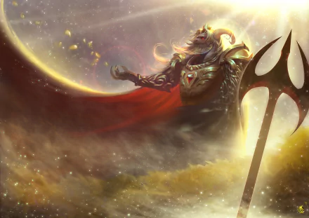 HD desktop wallpaper of Asgore from the video game Undertale, featuring a majestic and ethereal scene with Asgore standing prominently in the center, wearing armor and holding a large trident.