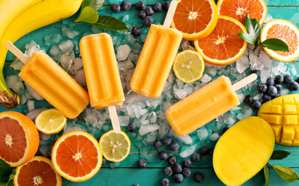 blueberry mango orange (Color) sweets still life fruit food ice cream HD Desktop Wallpaper | Background Image