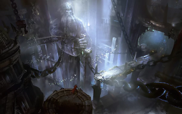 statue underground fantasy cave HD Desktop Wallpaper | Background Image