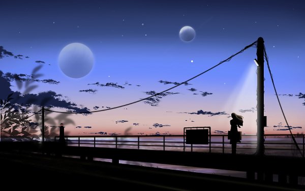 Anime Original Sunrise Starry Sky Sky HD Wallpaper | Background Image