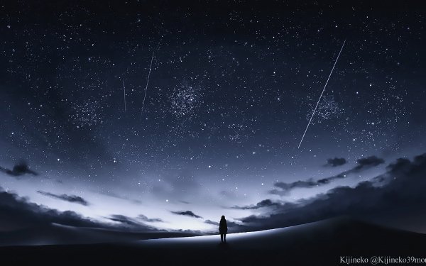 Anime Original Star Comet Cloud Sky Night HD Wallpaper | Background Image