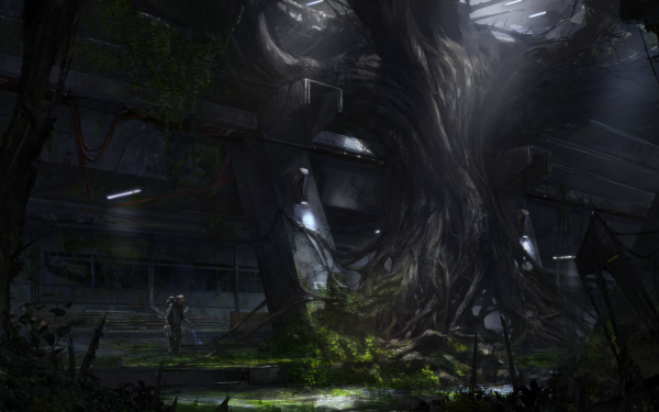 Sci Fi Post Apocalyptic Dark Tree HD Wallpaper | Background Image