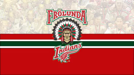 4K Ultra HD desktop wallpaper featuring the Frölunda Indians logo and colors, representing the Frölunda HC hockey team and their passionate sports fans.