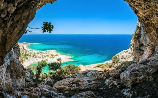 Earth Cave Caves Ocean Sea Turquoise Rock Tropical Beach Horizon HD Wallpaper | Background Image