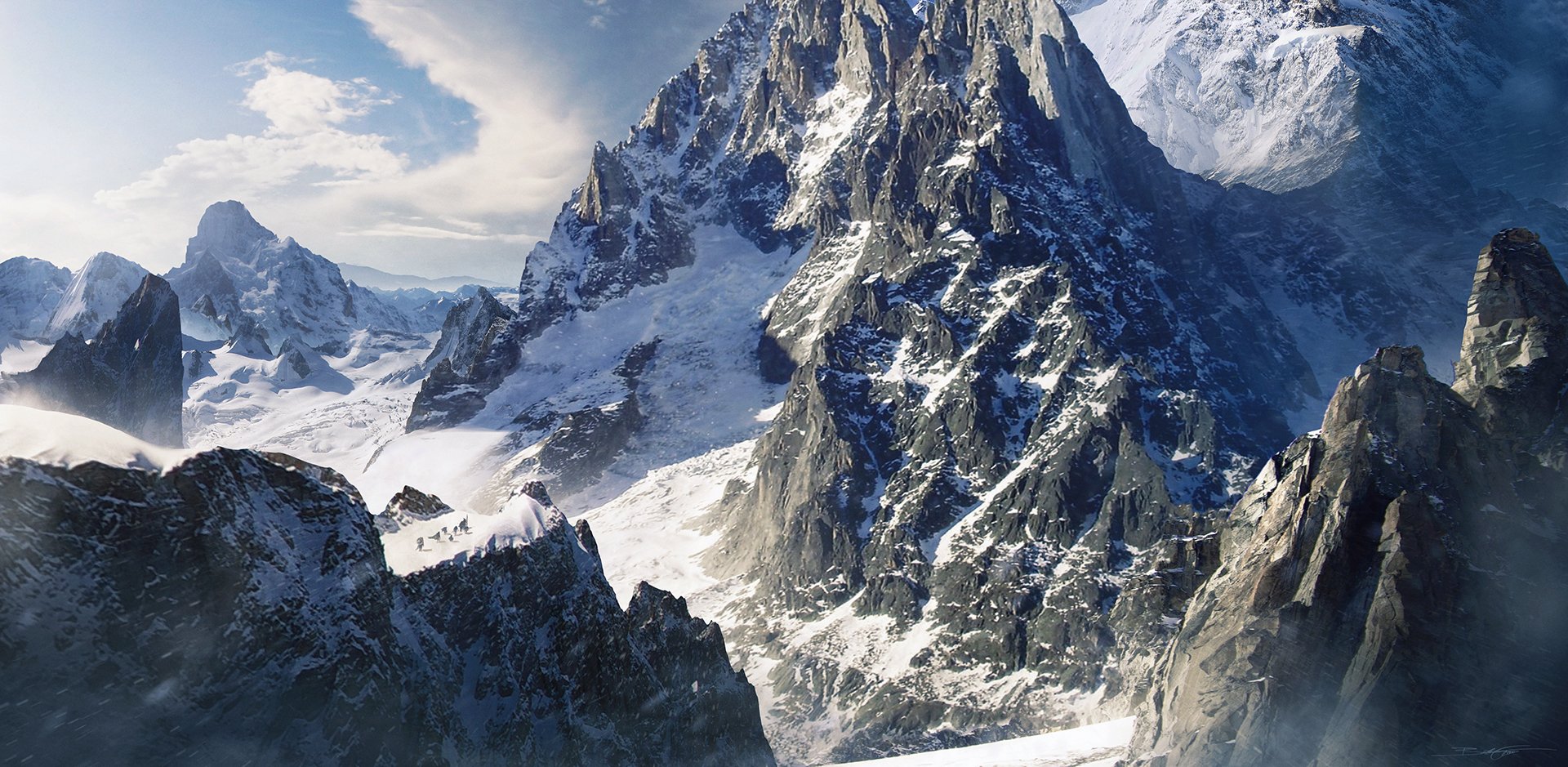 Majestic Snowy Mountains: A Stunning HD Wallpaper by Bastien Grivet ...