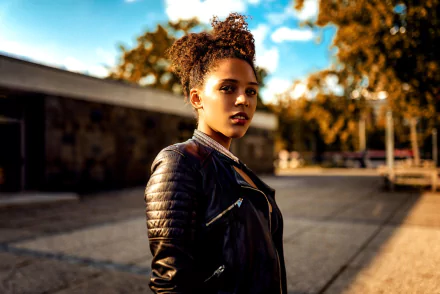 short hair depth of field lipstick brown eyes brunette woman model HD Desktop Wallpaper | Background Image