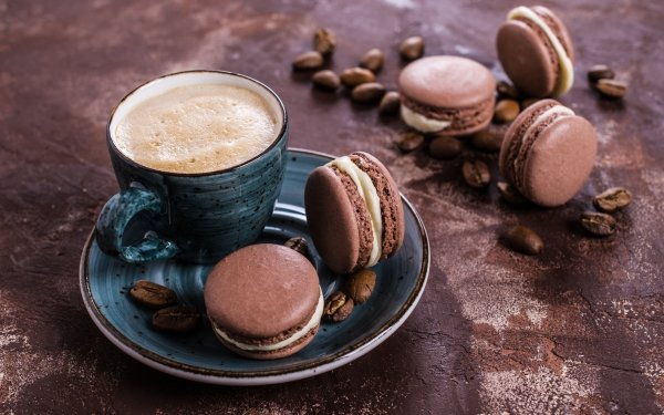 Food Coffee Still Life Macaron Coffee Beans HD Wallpaper | Background Image