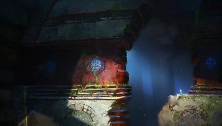adventurer cave dark sunlight symbol fantasy ruin Dark Fantasy HD Desktop Wallpaper | Background Image