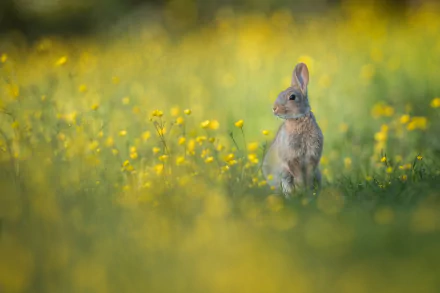 yellow flower Animal rabbit HD Desktop Wallpaper | Background Image