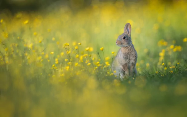 yellow flower Animal rabbit HD Desktop Wallpaper | Background Image