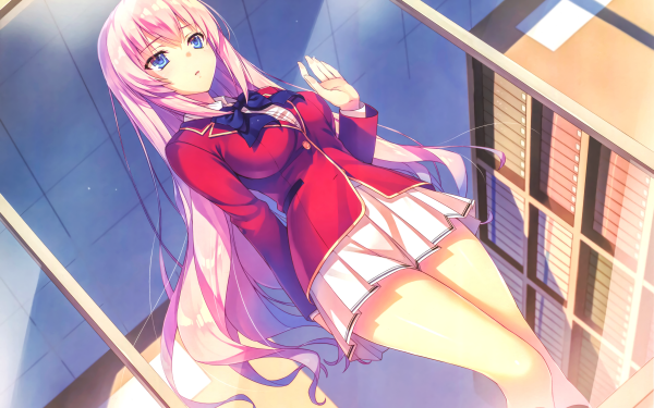 Anime Classroom of the Elite Honami Ichinose Long Hair Pink Hair School Uniform Blue Eyes HD Wallpaper | Background Image