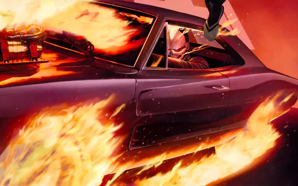 Robbie Reyes as the All-New Ghost Rider in a flaming car from the Ghost Rider comic series. High-definition desktop wallpaper and background.