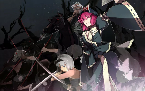 Yuyuko Saigyouji Youmu Konpaku Youki Konpaku dark Anime Touhou dark anime HD Desktop Wallpaper | Background Image