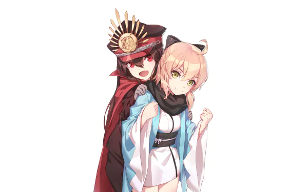 HD PC wallpaper featuring anime characters Oda Nobunaga, Sakura Saber, and Demon Archer from Fate/Grand Order and the Fate series in vibrant detail.