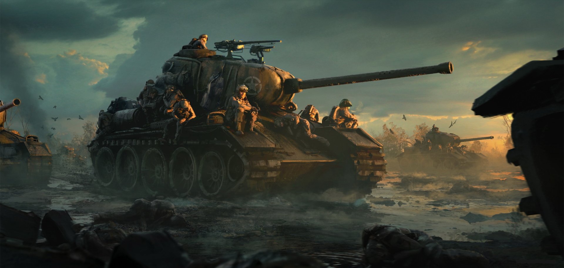 Epic Military Tank Battle - HD Wallpaper by Wojtek Fus