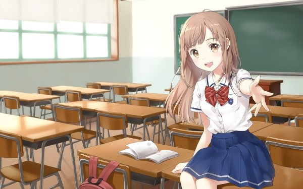 Anime Original Schoolgirl School Uniform Classroom HD Wallpaper | Background Image