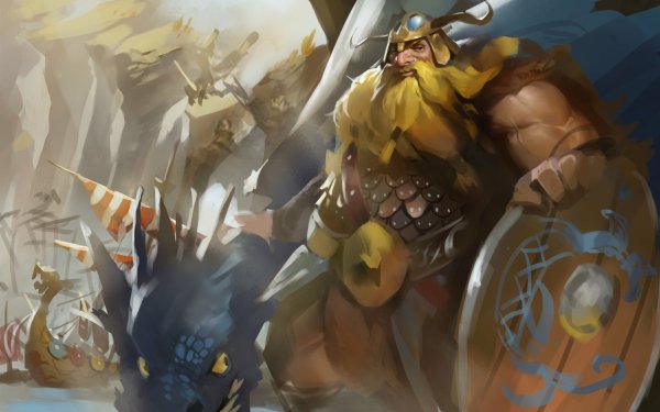 Fantasy Viking Warrior Drakkar Shield Beard Dragon HD Wallpaper | Background Image
