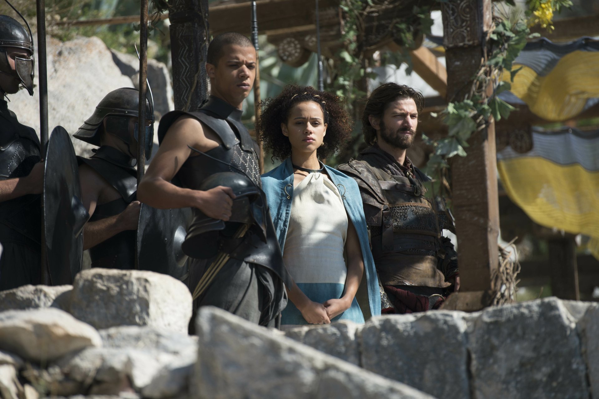 Download Jacob Anderson Nathalie Emmanuel Michiel Huisman Daario Naharis Missandei (Game Of Thrones) Grey Worm TV Show Game Of Thrones 4k Ultra HD Wallpaper