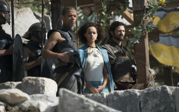 Jacob Anderson Nathalie Emmanuel Michiel Huisman Daario Naharis Missandei (Game Of Thrones) Grey Worm TV Show Game Of Thrones HD Desktop Wallpaper | Background Image