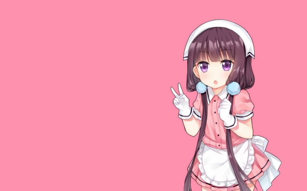 Anime Blend S Maika Sakuranomiya Purple Eyes Long Hair Maid Brown Hair Glove Headband Dress Pink Dress Peace Sign HD Wallpaper | Background Image