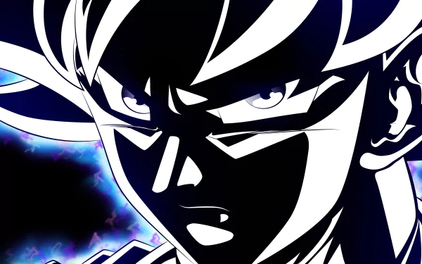 High-contrast, stylized close-up of a Dragon Ball Super character in an 8K Ultra HD anime PC desktop wallpaper and background.