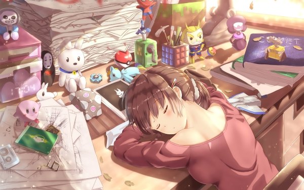Anime Original Desk Sleeping HD Wallpaper | Background Image
